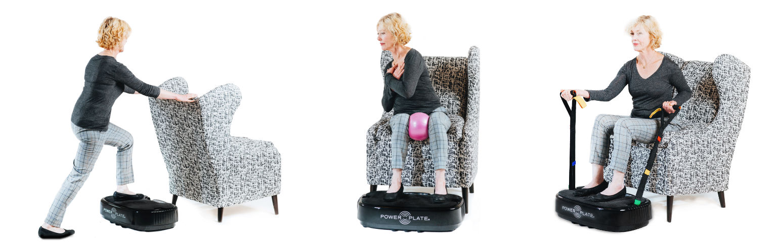 Power Plate mobile exercices positions 3 seniors
