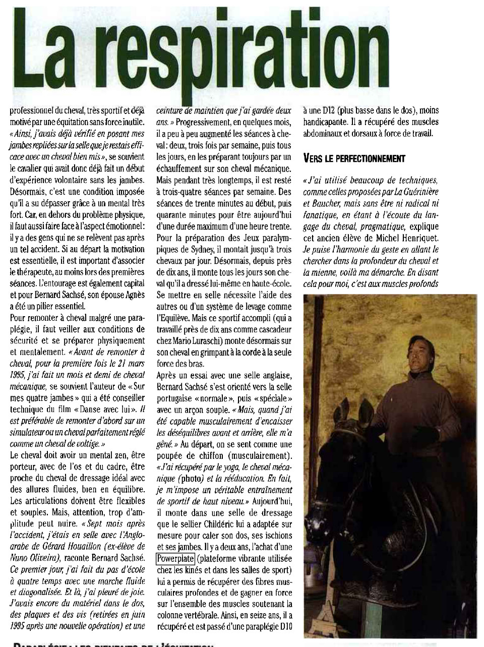 paraplégie et power plate equitation