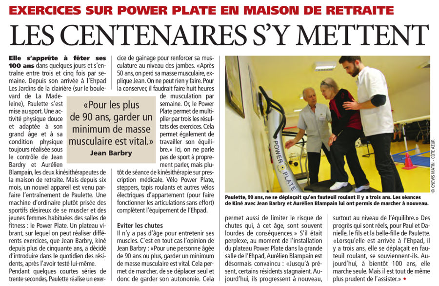 Les centenaires se mettent à la power plate maison de retraite