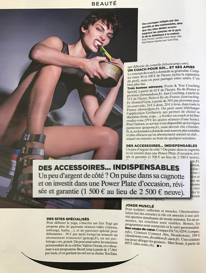 Magazine Gala Power Plate mars 2017