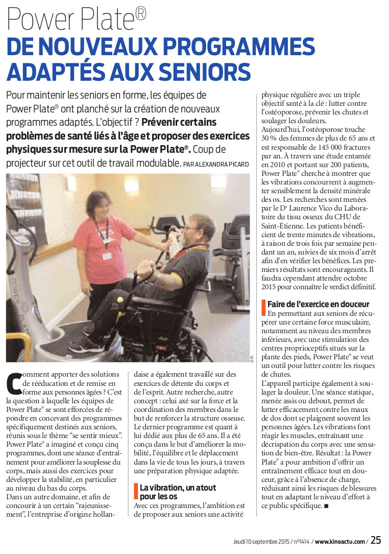 kine actu power plate séance adaptée pour seniors