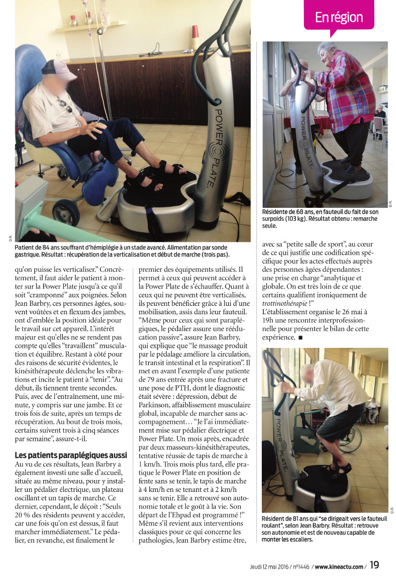 Kiné Actualité A la Palombière, on fait bouger les résidents avec Power Plate