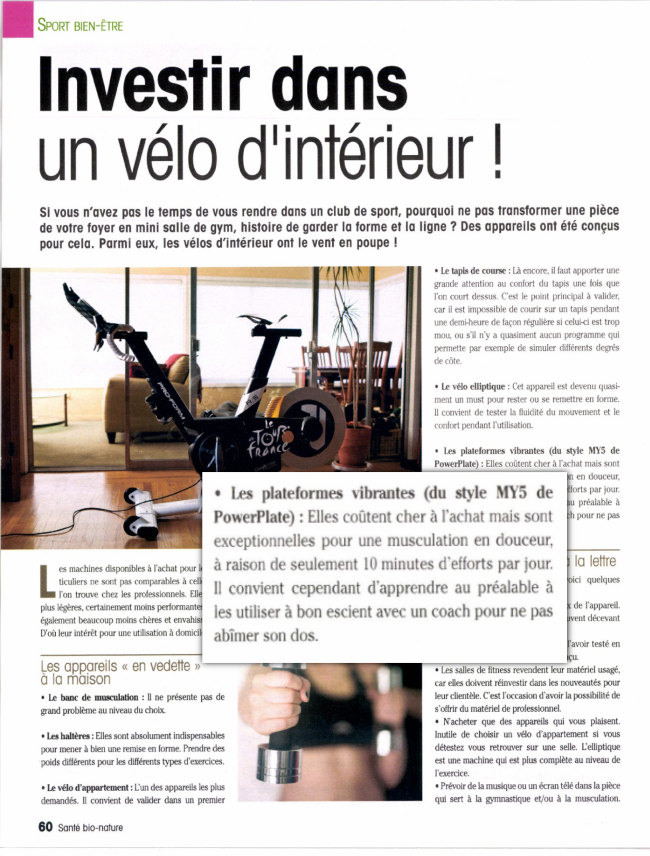 power plate my5 magazine santé bio nature décembre 2012