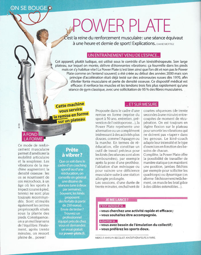 Article Serengo sur la Power Plate pour la remise en forme