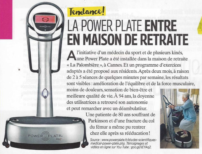 article top santé sur la power plate en maison de retraite